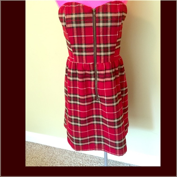 Strapless plaid dress