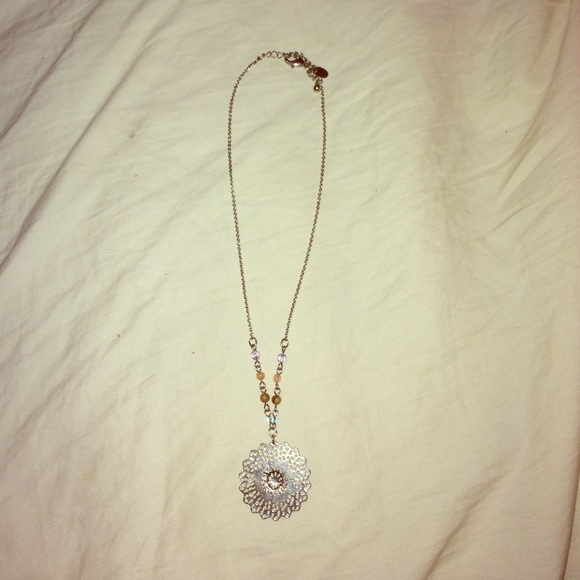 Silver Jewel Necklace With colored Beads