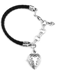 Brighton kings black leather woven charm bracelet