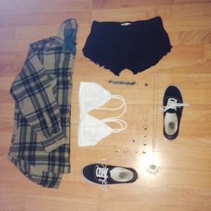 HOLD Vintage Oversized Layering Kaki Green Flannel