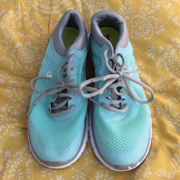 bright blue green champion sneakers