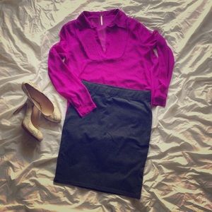 Free People sheer magenta top
