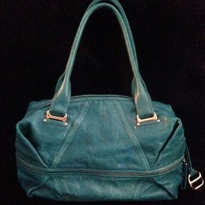 Kooba Leather Turquoise Hadley Satchel