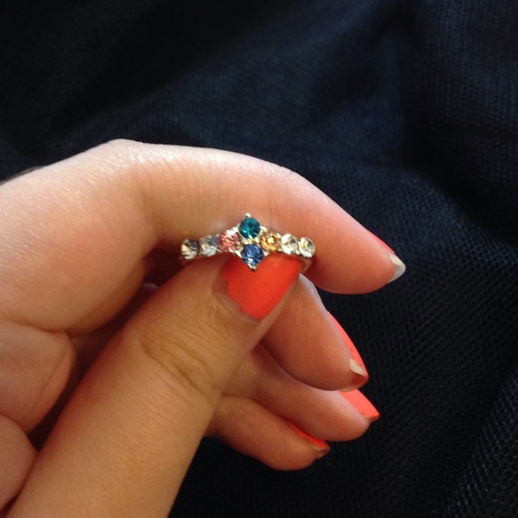 18k Gold Plated Multicolor Gemstone Ring - Picture 3 of 3