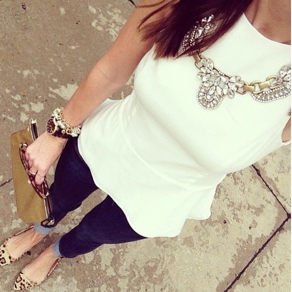 Express Tops - White Peplum Top
