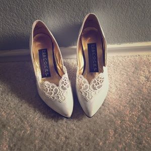 Vintage white lace heels