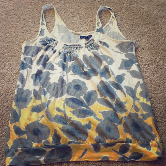 AE tank top! Grey & yellow, floral.