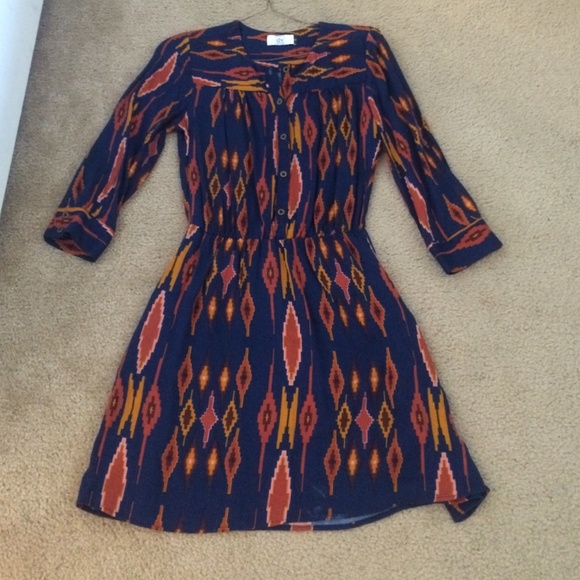 Navy blue and orange printed dolce vita dress