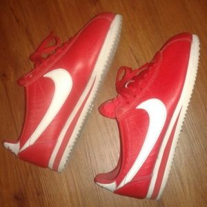 red & white snake skin cortez's