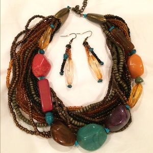 Fun statement necklace and matching earrings.