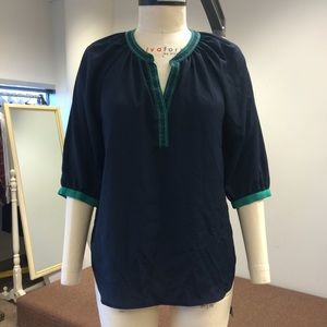 Navy/Green peasant top