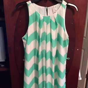 Green and white chevron dress