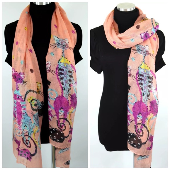 ‼️LAST ONE Art Deco Cat Scarf B199 - Picture 2 of 4