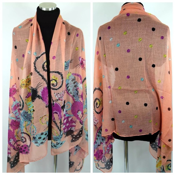 ‼️LAST ONE Art Deco Cat Scarf B199 - Picture 3 of 4