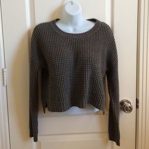 Forever 21 Cropped waffle knit sweater (dark grey)