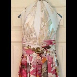 Adrianna Papell tea-length halter floral dress