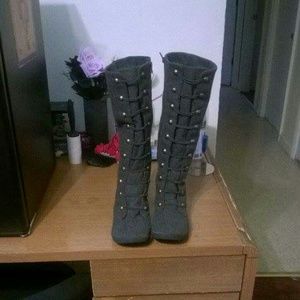 Blowfish Gray / Grey Knee High Military Boots