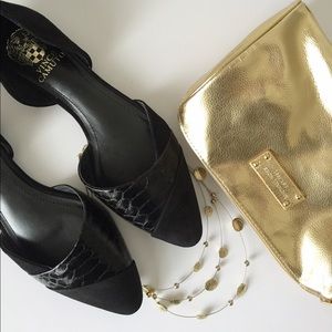 Vince Camuto Embossed + Suede D'orsay Flats