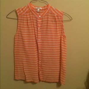 J.crew orange and white sleeveless button down