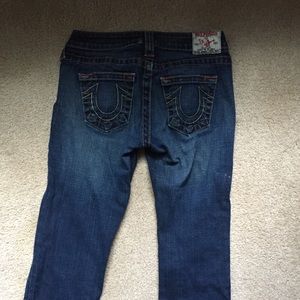True Religion jeans with orange stitching detail