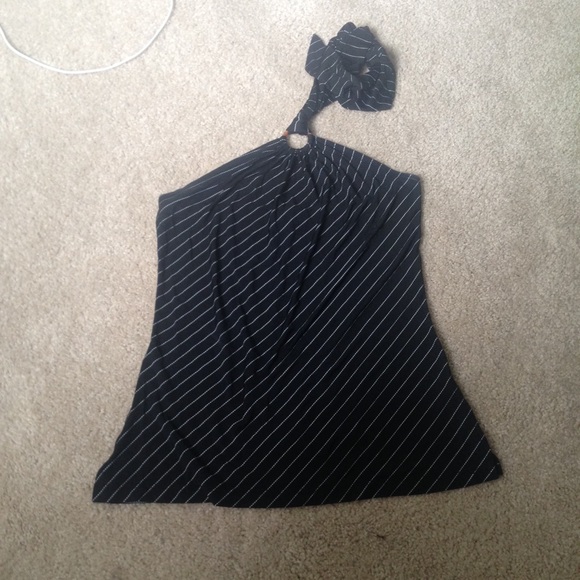 Black with white halter top
