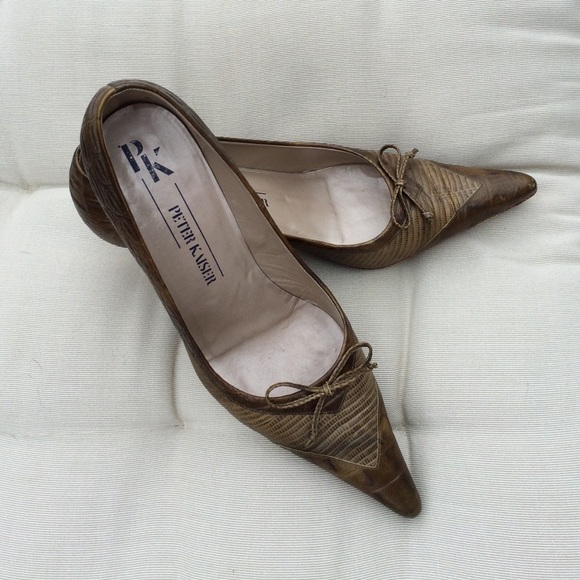 Peter Kaiser Olive Green Pointy Toe Mid Heel Sz 10