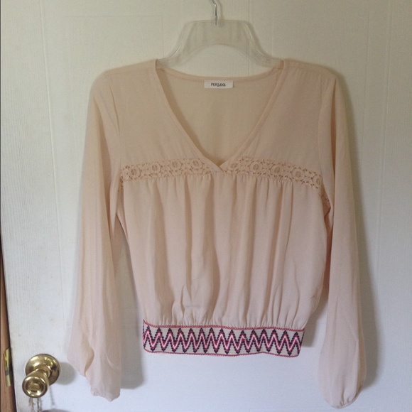 Sheer Boho Cream Crop Top - Picture 3 of 5