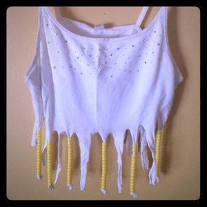 Beaded white crop top