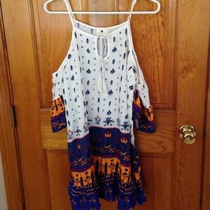 Boho cut out shoulder dress