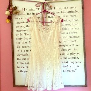 Crochet cream off the shoulder cocktail dress