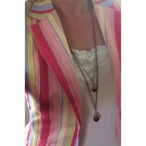 Striped Lapis Short Blazer in Pastels and Fuschia