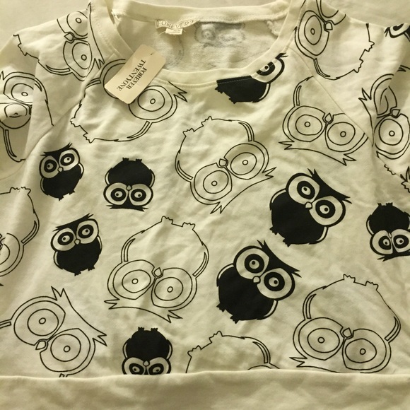 NWT black and white owl cropped sweatshirt - Picture 3 of 4