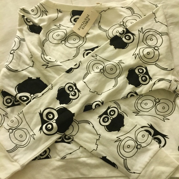 NWT black and white owl cropped sweatshirt - Picture 4 of 4