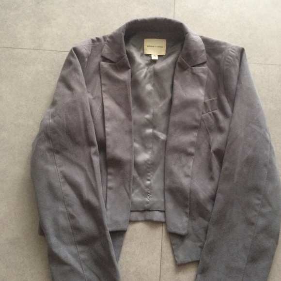 Silence + Noise faux suede cropped grey jacket