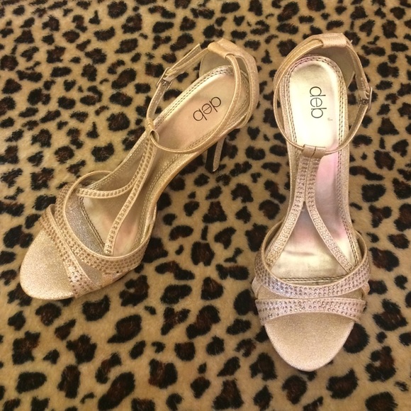 Gold sparkle heels