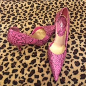 Pink snake skin heels