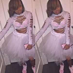 Ripped Crop Top Hoodie