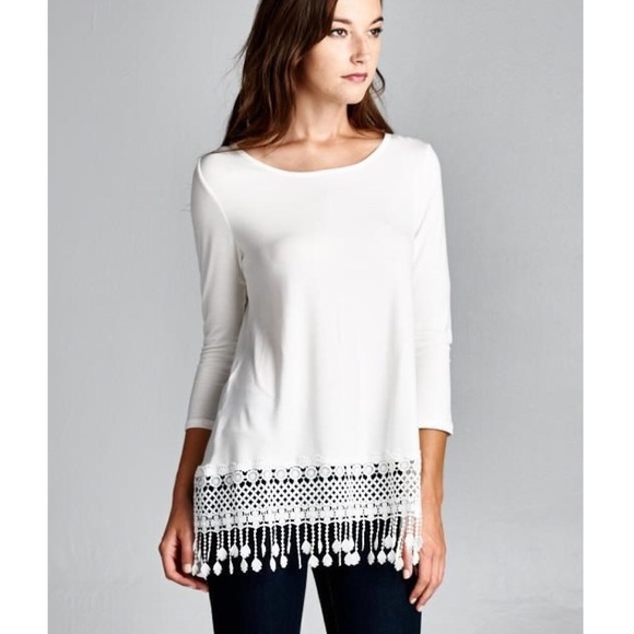 LOWEST PRICE "Eros" Crochet Hem Long Sleeve Tunic - Picture 2 of 4