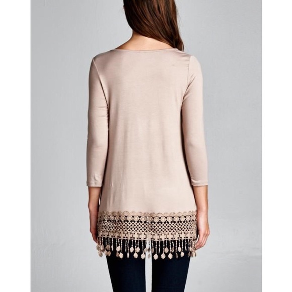 LOWEST PRICE "Eros" Crochet Hem Long Sleeve Tunic - Picture 4 of 4