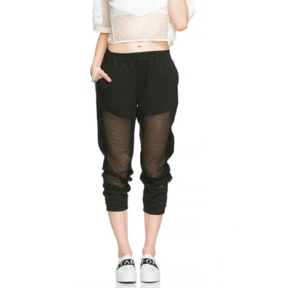 SMall mesh jogger sweat pants loose cargos black