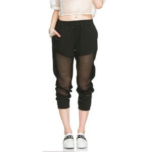 Medium mesh black jogger sweat drawstring pants