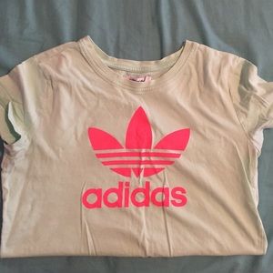 Soft green & neon pink Adidas shirt