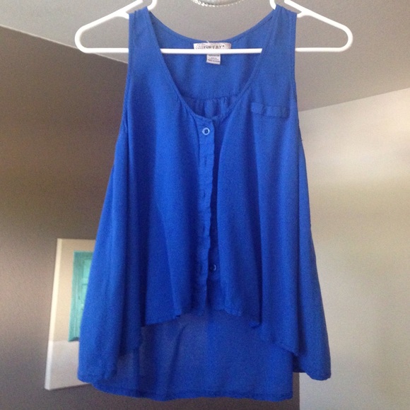 Blue Button-Up Crop Top