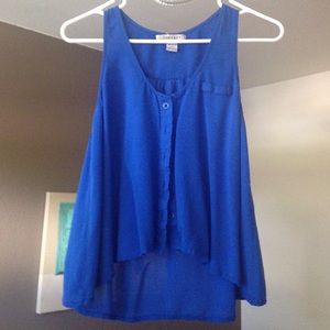 Blue Button-Up Crop Top