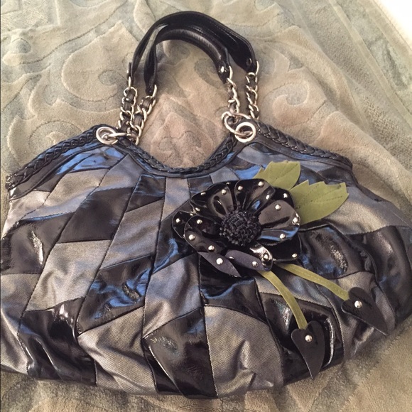 Sharif Patent & Fabric Handbag-NWOT