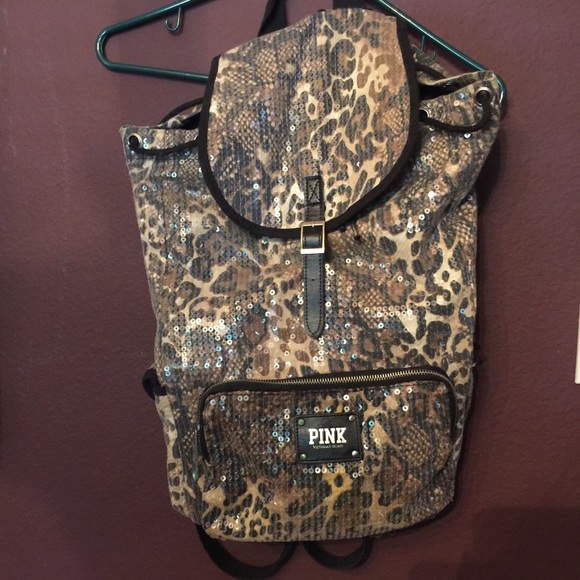 Victoria Secret PINK Cheetah Sequin Backpack