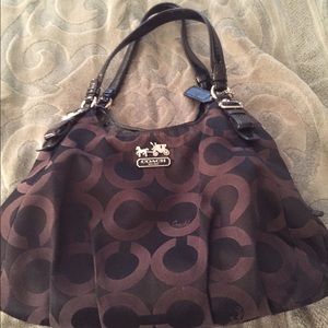 Coach Black Fabric & Patent Hanbag