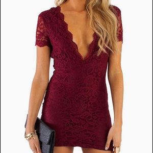 Burgundy lace dress