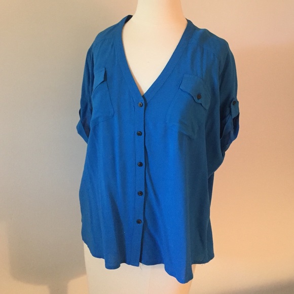 Bright blue button down