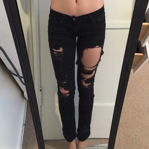Flying Monkey Black Distressed ripped skinny jeans